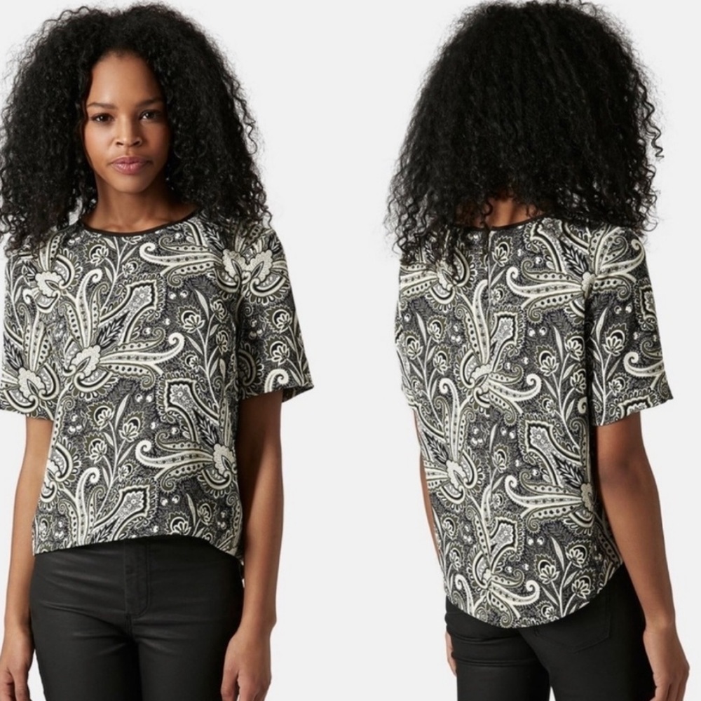 Topshop | Paisley Curve Hem Top